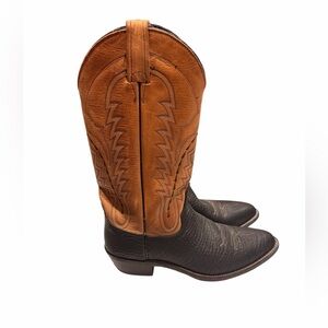 Dan Post Two-Tone Leather Cowboy Boots Western Brown Black Size 9D